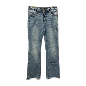 Judy Blue Bootcut Jeans Light Wash Faded Raw Hem Stretch Denim sz 13 / 31